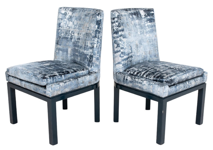 Pair of Vladimir Kagan Velvet Covered Key Chairs