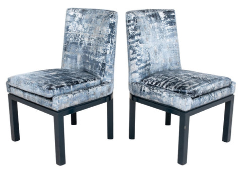 Pair of Vladimir Kagan Velvet Covered Key Chairs
