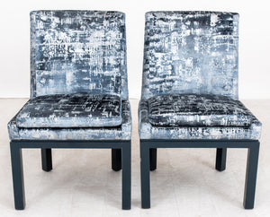 Pair of Vladimir Kagan Velvet Covered Key Chairs (9634265137459)