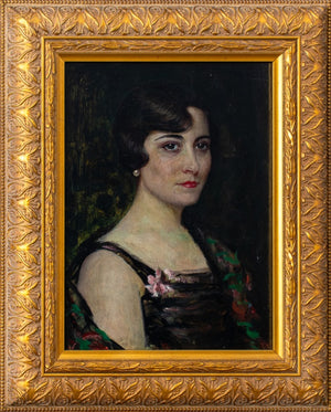 American School Portrait of a Woman Oil on Board (9689939345715)