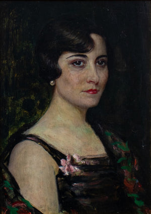 American School Portrait of a Woman Oil on Board (9689939345715)