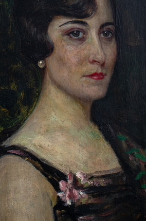 American School Portrait of a Woman Oil on Board (9689939345715)
