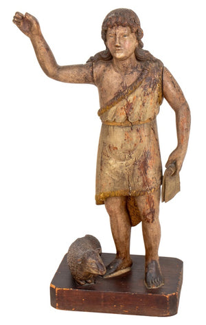 Saint John the Baptist Wood Sculpture, 19th Century (9678090731827)