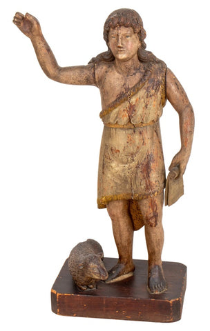 Saint John the Baptist Wood Sculpture, 19th Century