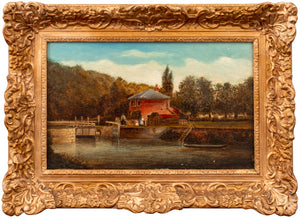 A. Sparks River Scene with Dock Oil on Canvas (9762800369971)