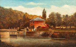 A. Sparks River Scene with Dock Oil on Canvas (9762800369971)