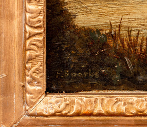 A. Sparks River Scene with Dock Oil on Canvas (9762800369971)