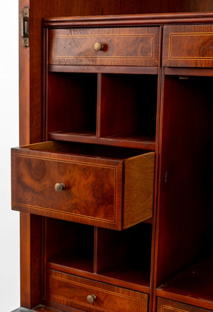 George II Style Burr Walnut Bureau Cabinet (9644386910515)