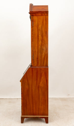 George II Style Burr Walnut Bureau Cabinet (9644386910515)