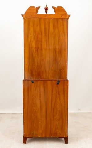 George II Style Burr Walnut Bureau Cabinet (9644386910515)