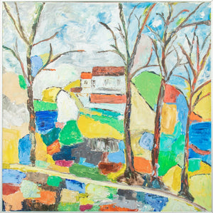 Harry Bleiweiss Cubist Landscape Oil on Canvas (9655305240883)