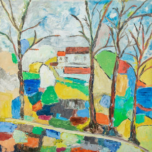 Harry Bleiweiss Cubist Landscape Oil on Canvas (9655305240883)