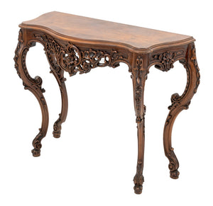 Louis XV Style Walnut Console Table (9690245792051)