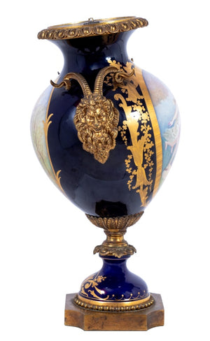 Sevres Blue Ground Two Handle Ovoid Vase (9642753589555)