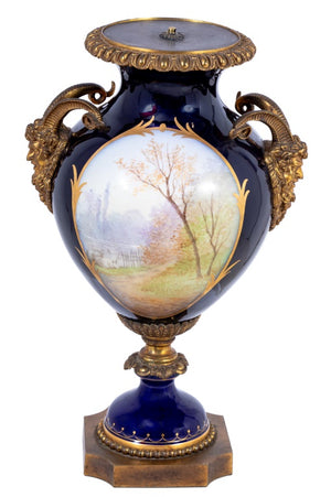 Sevres Blue Ground Two Handle Ovoid Vase (9642753589555)