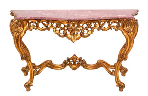 Louis XV Style Giltwood and Marble Console Table (9647850783027)