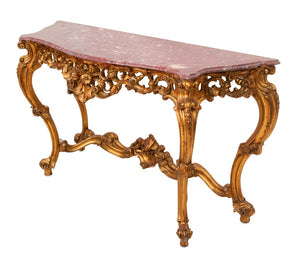 Louis XV Style Giltwood and Marble Console Table (9647850783027)