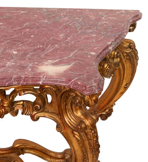 Louis XV Style Giltwood and Marble Console Table (9647850783027)