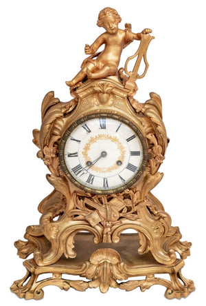 Louis XV Style Gilt Bronze Mantel Clock