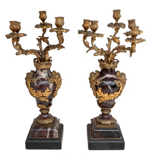 Pair of Louis XV Style Ormolu Mounted Marble Candelabras (9647849865523)