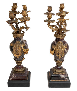 Pair of Louis XV Style Ormolu Mounted Marble Candelabras (9647849865523)