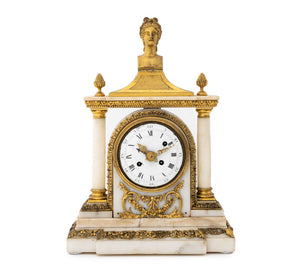 Louis XVI Gilt Bronze and Marble Mantel Clock