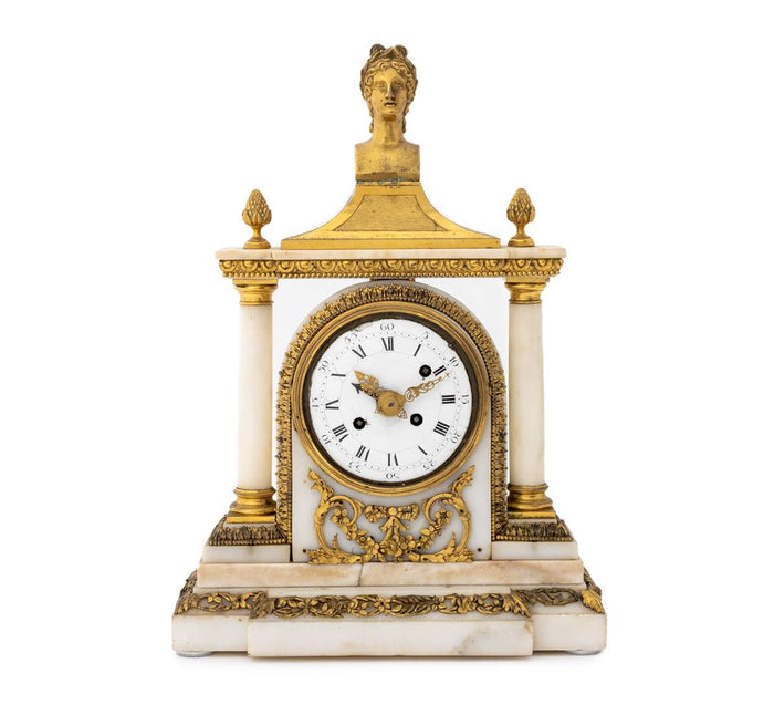 Louis XVI Gilt Bronze and Marble Mantel Clock