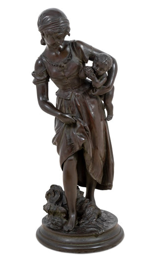 French School "Mother and Child" Bronze Sculpture (9642893050163)