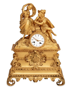 Charles X Gilt Bronze Figural Clock