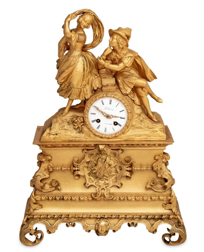Charles X Gilt Bronze Figural Clock