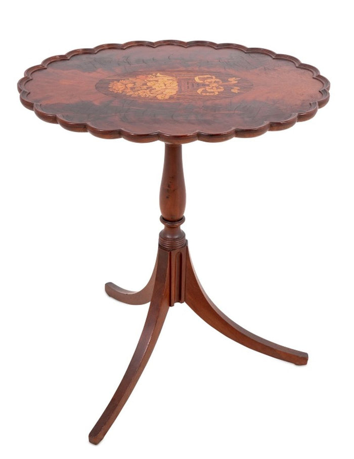 George III Style Mahogany & Marquetry Tripod Table