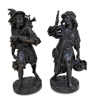 Auguste Carrier "Musicians" Patinated Bronze, Pair (9683368345907)