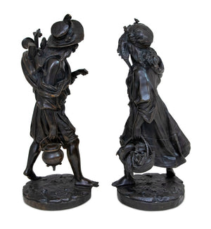 Auguste Carrier "Musicians" Patinated Bronze, Pair (9683368345907)