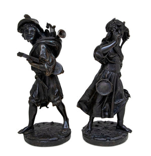 Auguste Carrier "Musicians" Patinated Bronze, Pair (9683368345907)