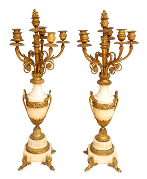 Louis XVI Ormolu and White Marble Candelabra, Pair (9647850422579)