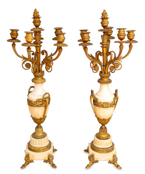 Louis XVI Ormolu and White Marble Candelabra, Pair (9647850422579)