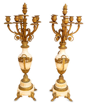 Louis XVI Ormolu and White Marble Candelabra, Pair (9647850422579)