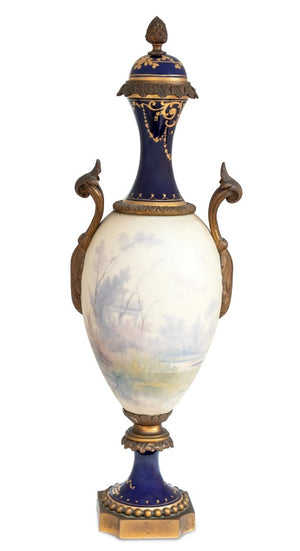 Sevres Blue Ground Porcelain Ovoid Vase (9690160824627)