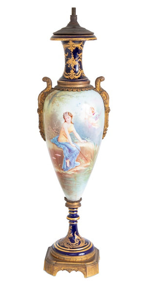 Sevres Blue Ground Ovoid Vase Mounted as Lamp (9690165575987)
