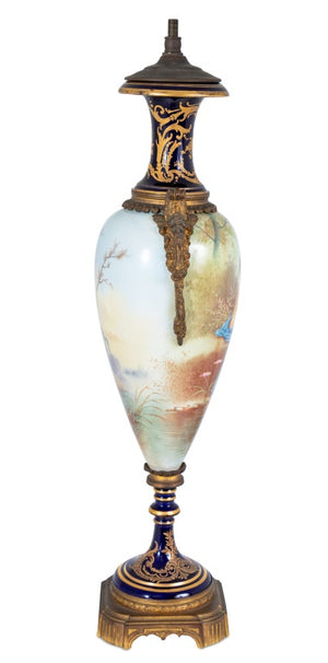 Sevres Blue Ground Ovoid Vase Mounted as Lamp (9690165575987)
