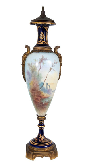Sevres Blue Ground Ovoid Vase Mounted as Lamp (9690165575987)