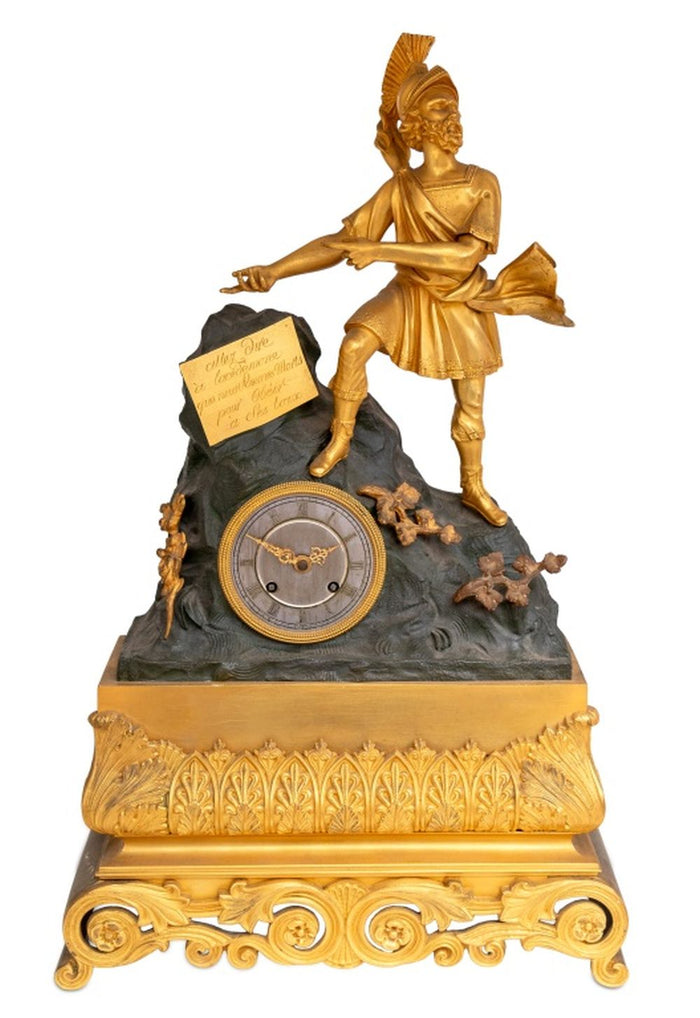 Charles X Gilt and Patinated Figural Bronze Clock