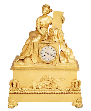 Charles X Gilt Bronze Figural Mantel Clock