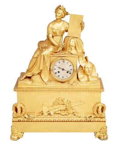 Charles X Gilt Bronze Figural Mantel Clock