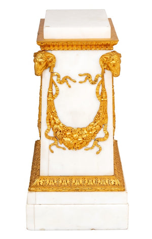 Louis XVI Style Ormolu Mounted White Marble Clock (9647838855475)