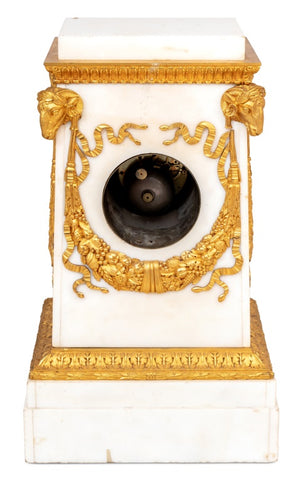Louis XVI Style Ormolu Mounted White Marble Clock (9647838855475)