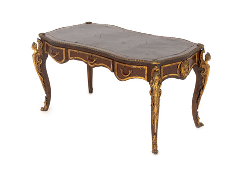 Louis XV Style Gilt Metal and Mahogany Bureau Plat