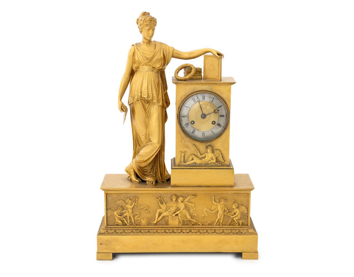 Charles X Ormolu Figural Mantel Clock