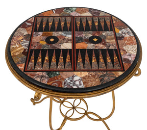 Pietra Dura Specimen Marble Games Table (9641778544947)