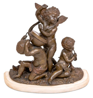 French "Cupid" Figural Group Patinated Bronze